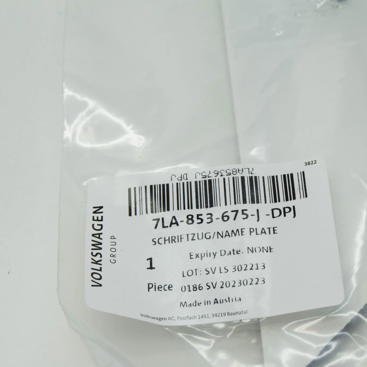 NEW VOLKSWAGEN TRANSPORTER T6 SGA SGH LEFT WING BADGE 7LA853675JDPJ ORIGINAL