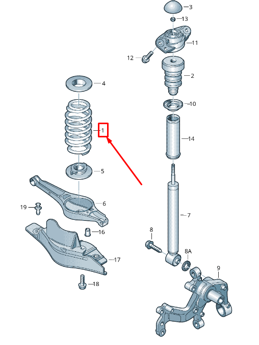 new audi tt 8j rear coil spring 8j0511115ae original