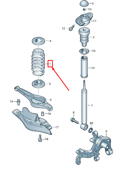 new audi tt 8j rear coil spring 8j0511115ae original