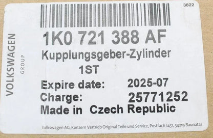NEW VOLKSWAGEN JETTA 5C6 A6 MK6 CLUTCH MASTER CYLINDER 1K0721388AF ORIGINAL