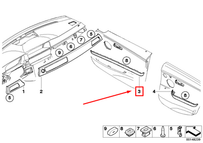 new bmw 3 e90 front left door decorative strip 51416970555 6970555 original
