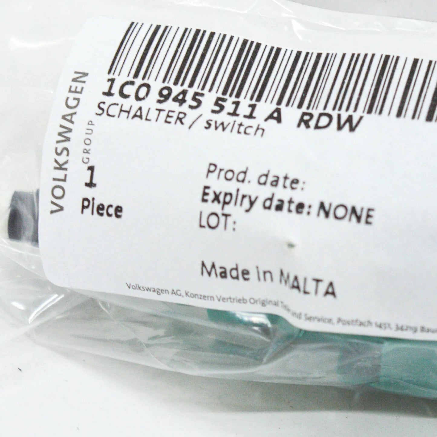 NEW VW TRANSPORTER V BUS T5 BRAKE SWITCH LIGHT 1C0945511A RDW ORIGINAL