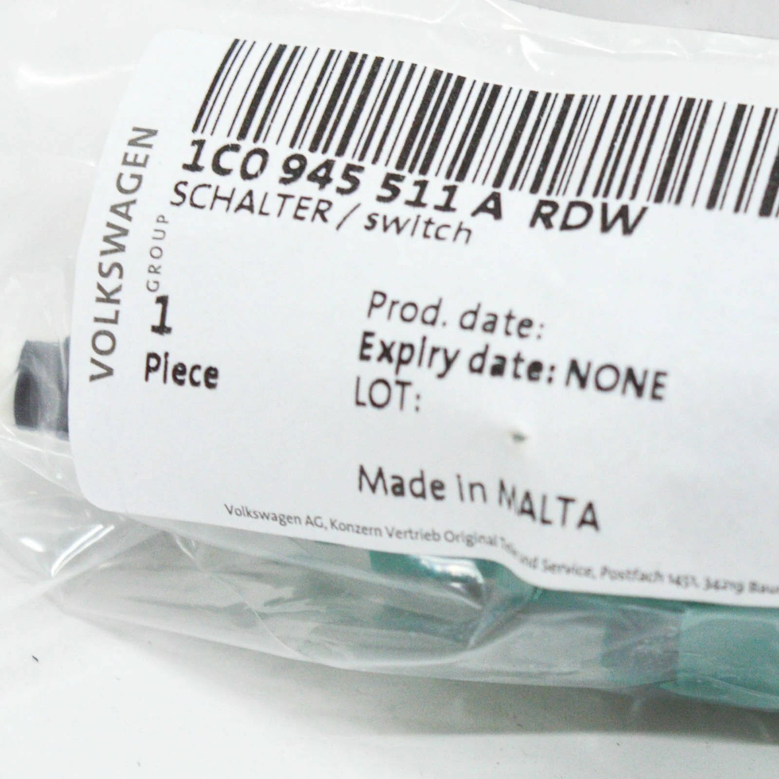 NEW VW TRANSPORTER V BUS T5 BRAKE SWITCH LIGHT 1C0945511A RDW ORIGINAL