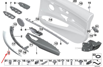 NEW BMW 3 F30 FRONT RIGHT DOOR PULL HANDLE COVER 51417260082 7260082 ORIGINAL