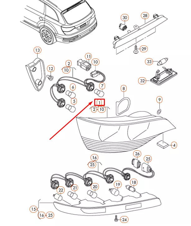 NEW AUDI Q5 8R REAR RIGHT TAILLIGHT ASSEMBLY 8R0945094A ORIGINAL