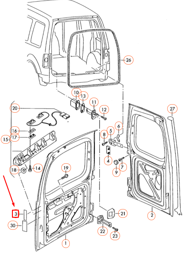 new vw caddy 2k mk3 rear back door fluorescent strip 7f0945105 original