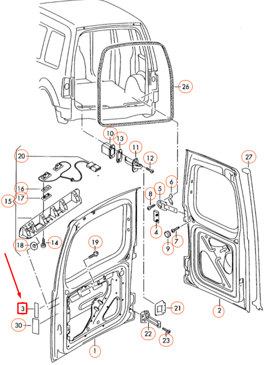 new vw caddy 2k mk3 rear back door fluorescent strip 7f0945105 original