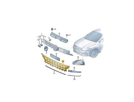 NEW VOLKSWAGEN POLO AW FRONT BUMPER LOWER GRILLE 2GS853677F9B9 ORIGINAL