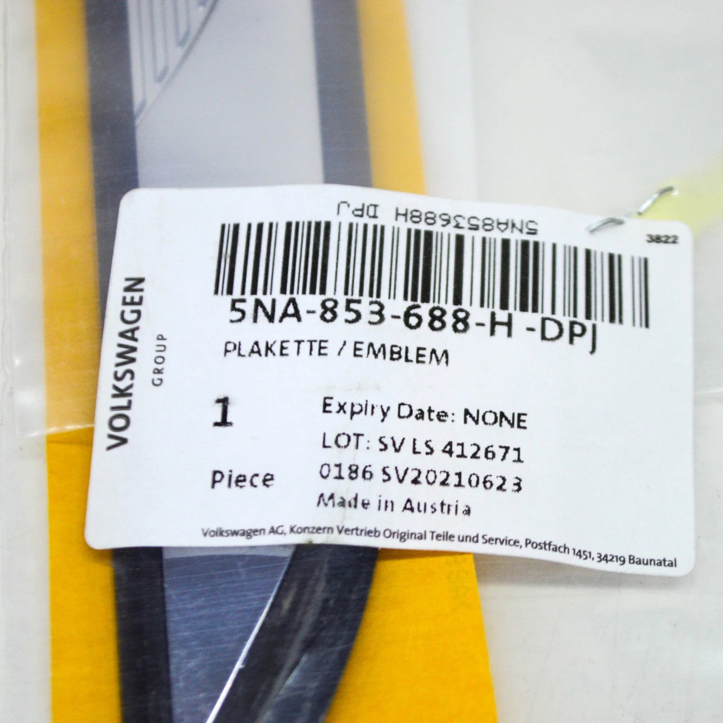 NEW VW TIGUAN AD FRONT RIGHT FENDER WING EMBLEM BADGE 5NA853688HDPJ