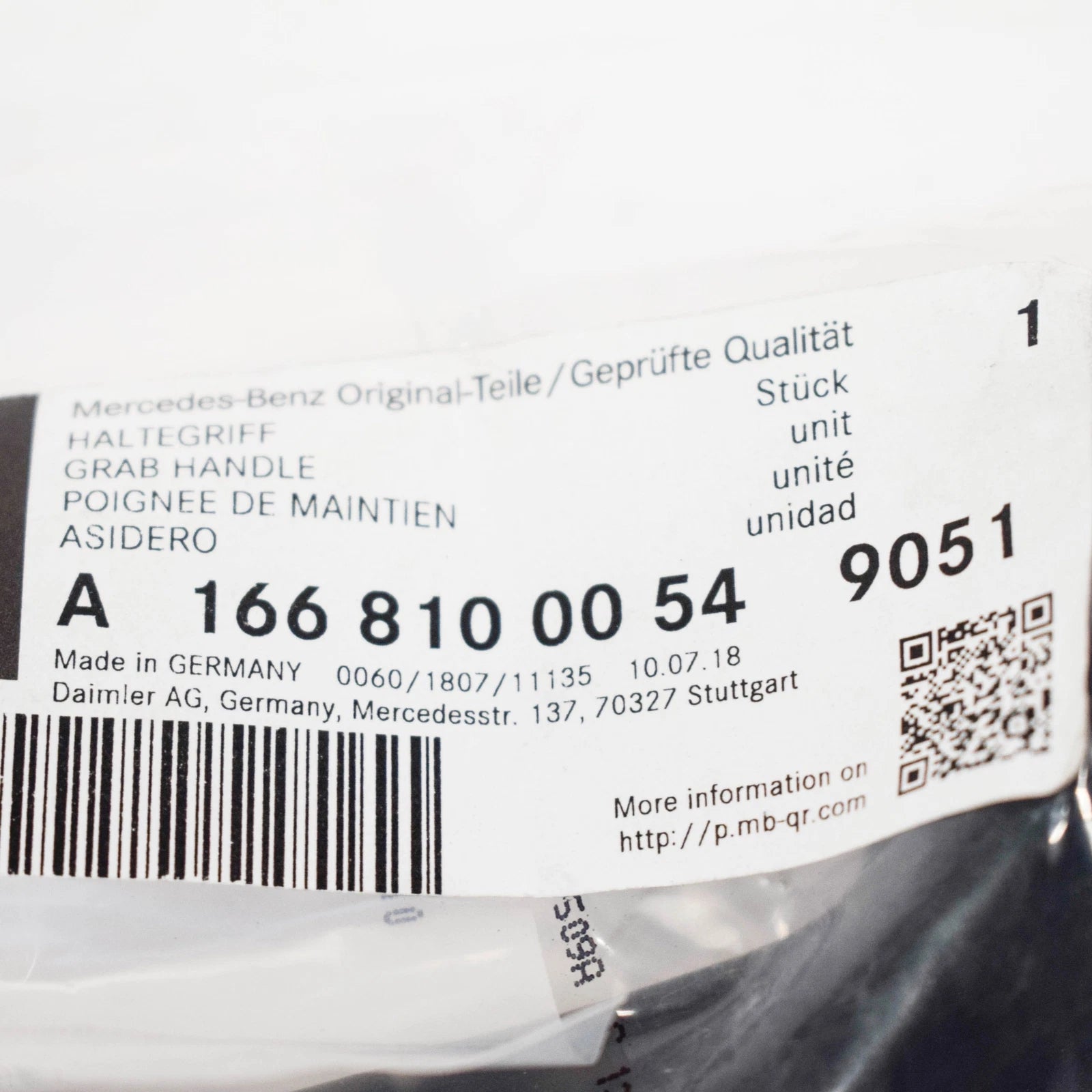 NEW MB A W176 INTERIOR ROOF GRAB HANDLE A1668100054 9051
