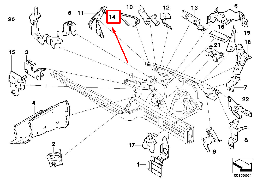 new bmw 3 e90 left top side panel bracket 41207166683 7166683 original