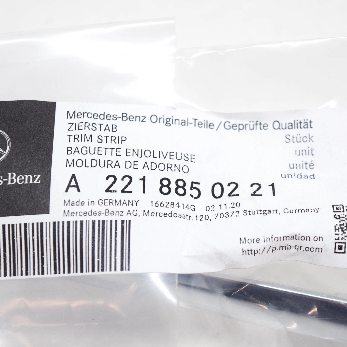 NEW MB S-CLASS W221 FRONT BUMPER RIGHT CHROME TRIM A2218850221 2011 ORIGINAL