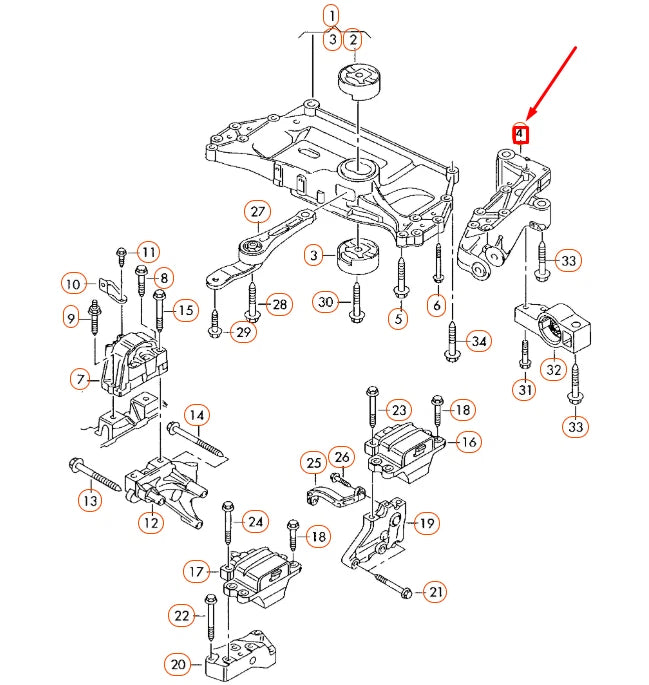 NEW AUDI A3 8P FRONT SUBFRAME ENGINE MOUNTING LEFT CONSOLE 1K0199295E ORIGINAL