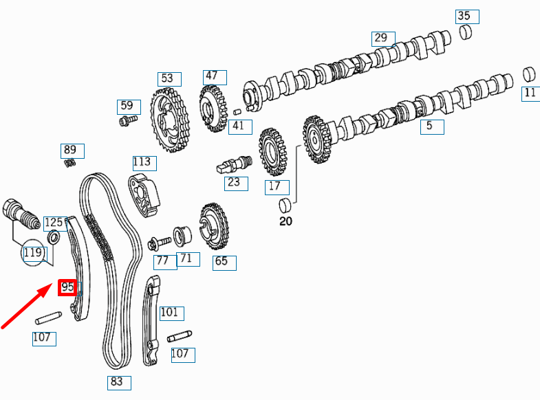 NEW MERCEDES-BENZ ML W163 RIGHT LOWER CHAIN GUIDE A6110520016 ORIGINAL