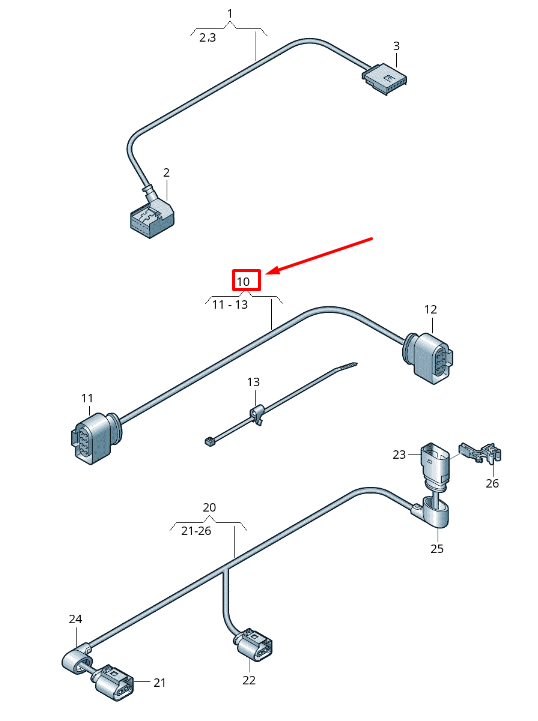 NEW AUDI RSQ3 8U FOUR-WHEEL COUPLING ADAPTER CABLE LOOM 5N0971166B ORIGINAL