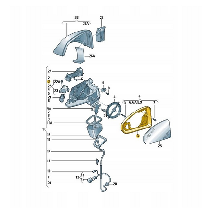NEW AUDI Q5 FY FRONT LEFT DOOR MIRROR FRAME 80A8572399B9 ORIGINAL