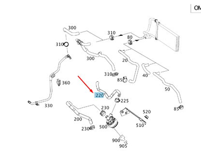 NEW MB SPRINTER W906 FEED LINE TO ENGINE WATER PUMP HOSE A9068321123 ORIGINAL