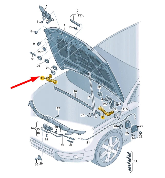 NEW AUDI A5 8T3 FRONT RIGHT HOOD SEAL 8T0823722H ORIGINAL