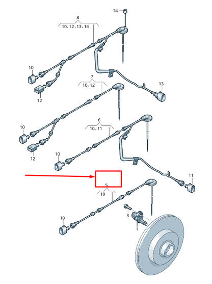 new vw eos 1f rear right speed sensor wiring harness 1q0927904k original