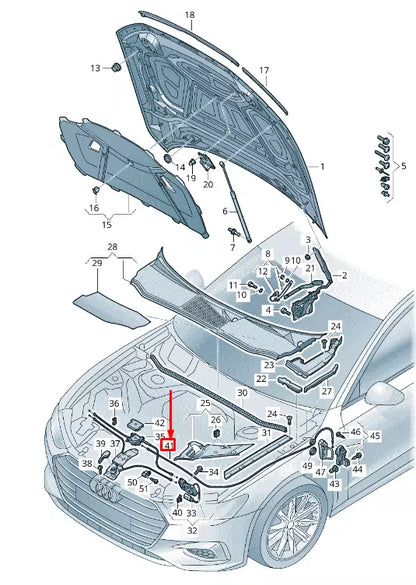 NEW AUDI A6 C8 FRONT LID LOCK CABLE RHD 4K2823535B