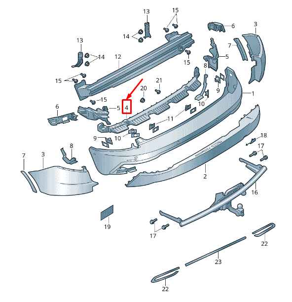 new skoda karoq nu rear center bumper securing strip 57a807863 original