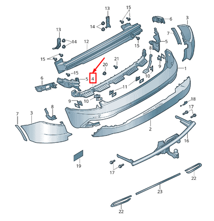 new skoda karoq nu rear center bumper securing strip 57a807863 original