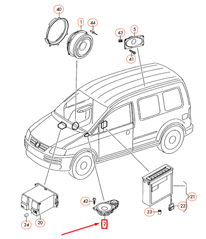 NEW VOLKSWAGEN CADDY 2K DASHBOARD BASS LOUDSPEAKER 2KD035411 ORIGINAL