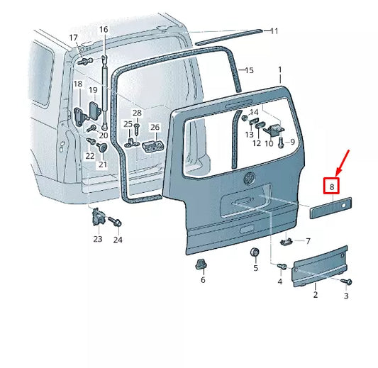 NEW VW TRANSPORTER VI T6 REAR LID GRIP MOLDING TRIM PLATE 7E0829139A3FZ