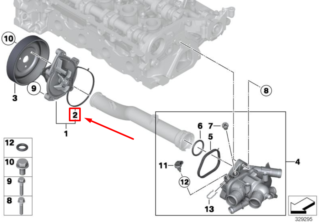 new mini cabrio r57 engine water pump profile-gasket 8604887 11518604887