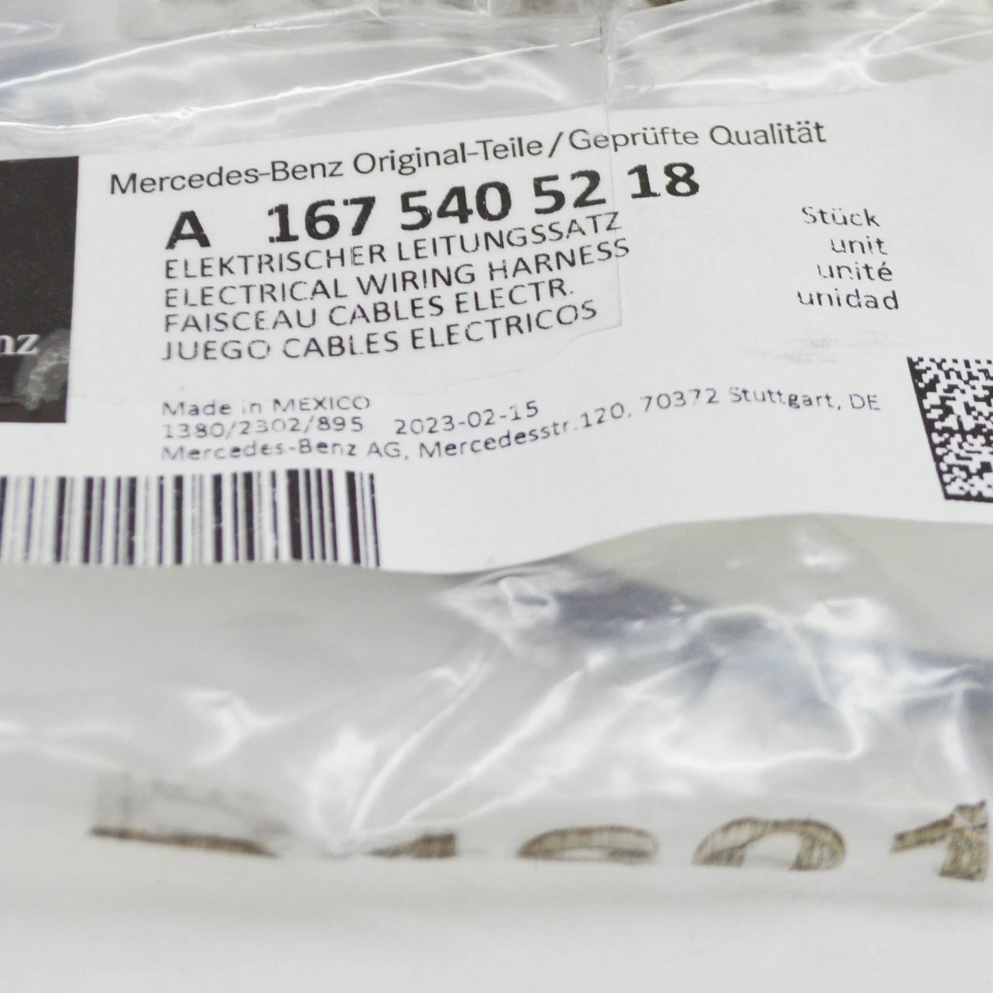 NEW MB GLE W167 REAR RIGHT DAMPER ADJUSTMENT WIRING HARNESS A1675405218 ORIGINAL