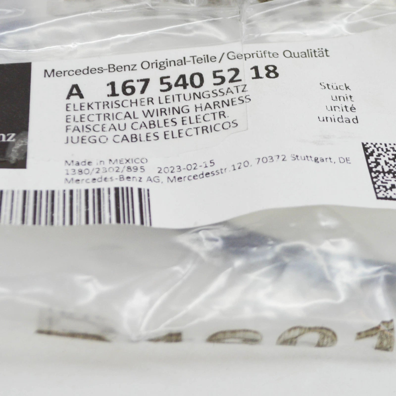 NEW MB GLE W167 REAR RIGHT DAMPER ADJUSTMENT WIRING HARNESS A1675405218 ORIGINAL