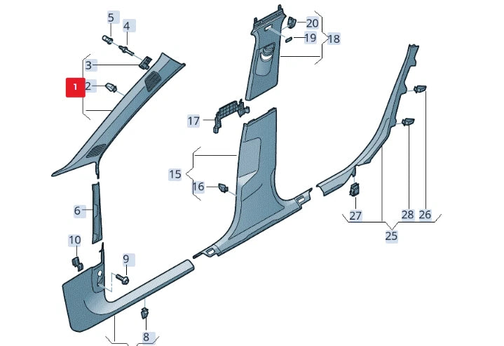 NEW AUDI A5 S5 8W6 FRONT LEFT A-PILLAR INTERIOR TRIM 8W8867233FV48