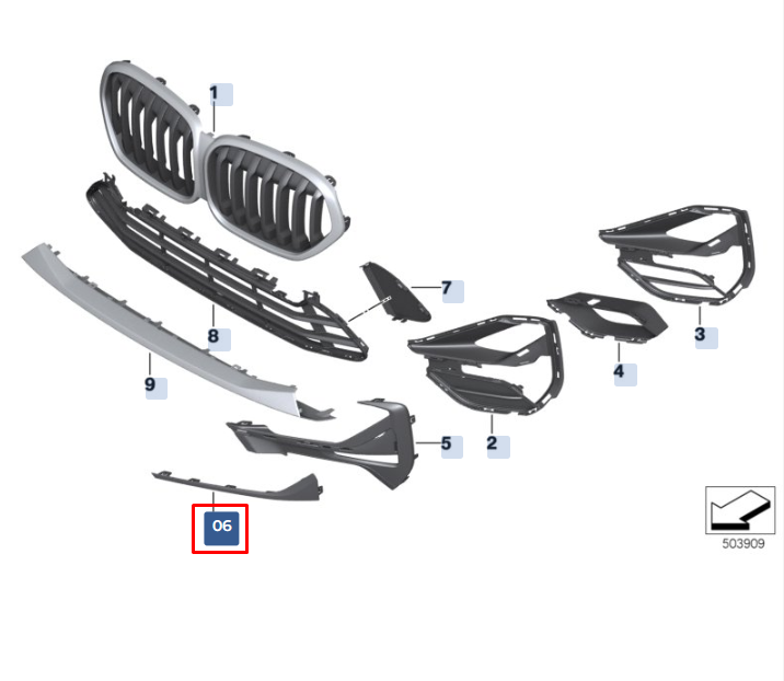new bmw x1 f48 front bumper right grille trim 51117954254 7954254 original