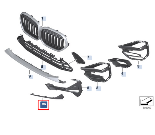 new bmw x1 f48 front bumper right grille trim 51117954254 7954254 original