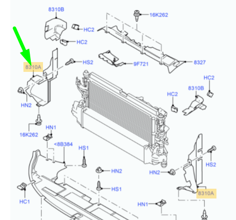 new ford focus mk2 cabrio radiator right air deflector 1252549 original