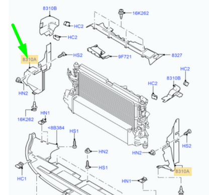 new ford focus mk2 cabrio radiator right air deflector 1252549 original