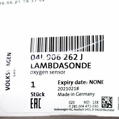 NEW VOLKSWAGEN PASSAT B8 3G2 LAMBDA EXHAUST OXYGEN SENSOR 04L906262J ORIGINAL