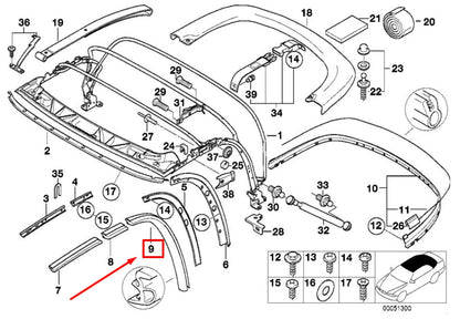 NEW BMW Z3 COUPE E36 REAR LEFT WINDOW GUIDE 54318397661 8397661 ORIGINAL
