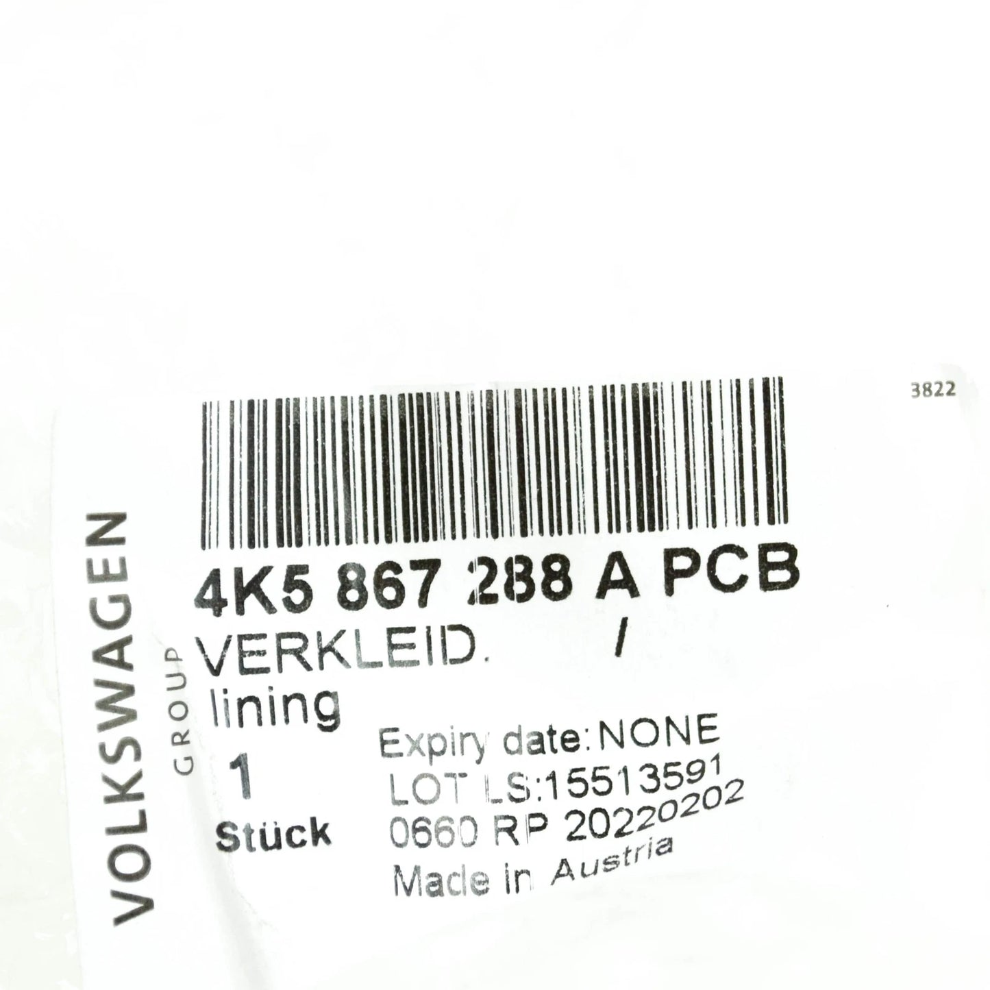 NEW AUDI A6 C8 RIGHT SIDE C-PILLAR TRIM 4K5867288APCB ORIGINAL