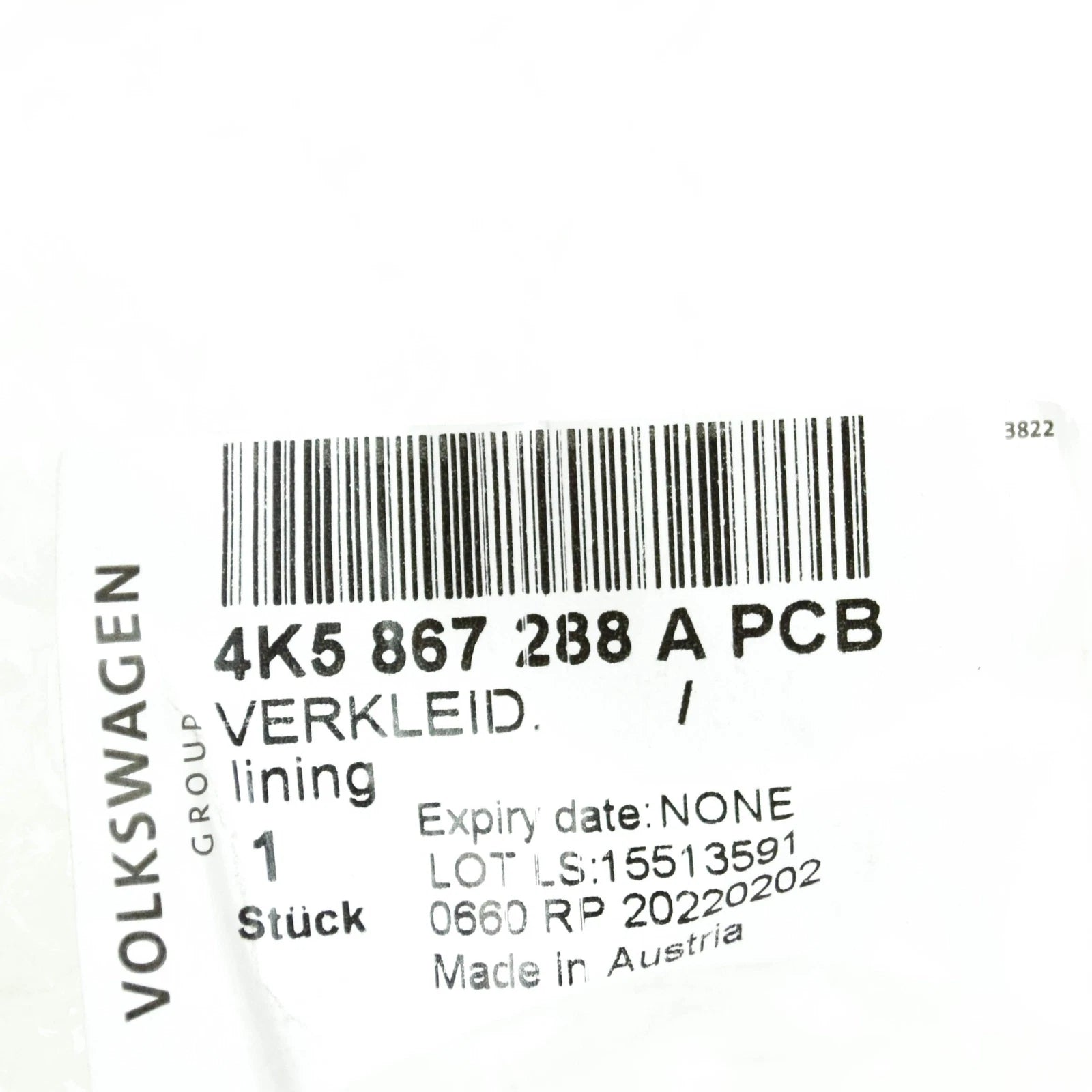 NEW AUDI A6 C8 RIGHT SIDE C-PILLAR TRIM 4K5867288APCB ORIGINAL