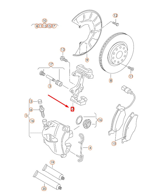 NEW AUDI A3 8P FRONT BRAKE CALIPER CARRIER 1K0615125D ORIGINAL