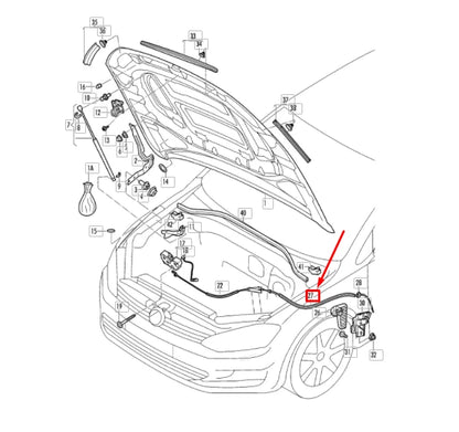 NEW VOLKSWAGEN GOLF MK7 ENGINE HOOD LID REAR LOCK CABLE 5G0823535B
