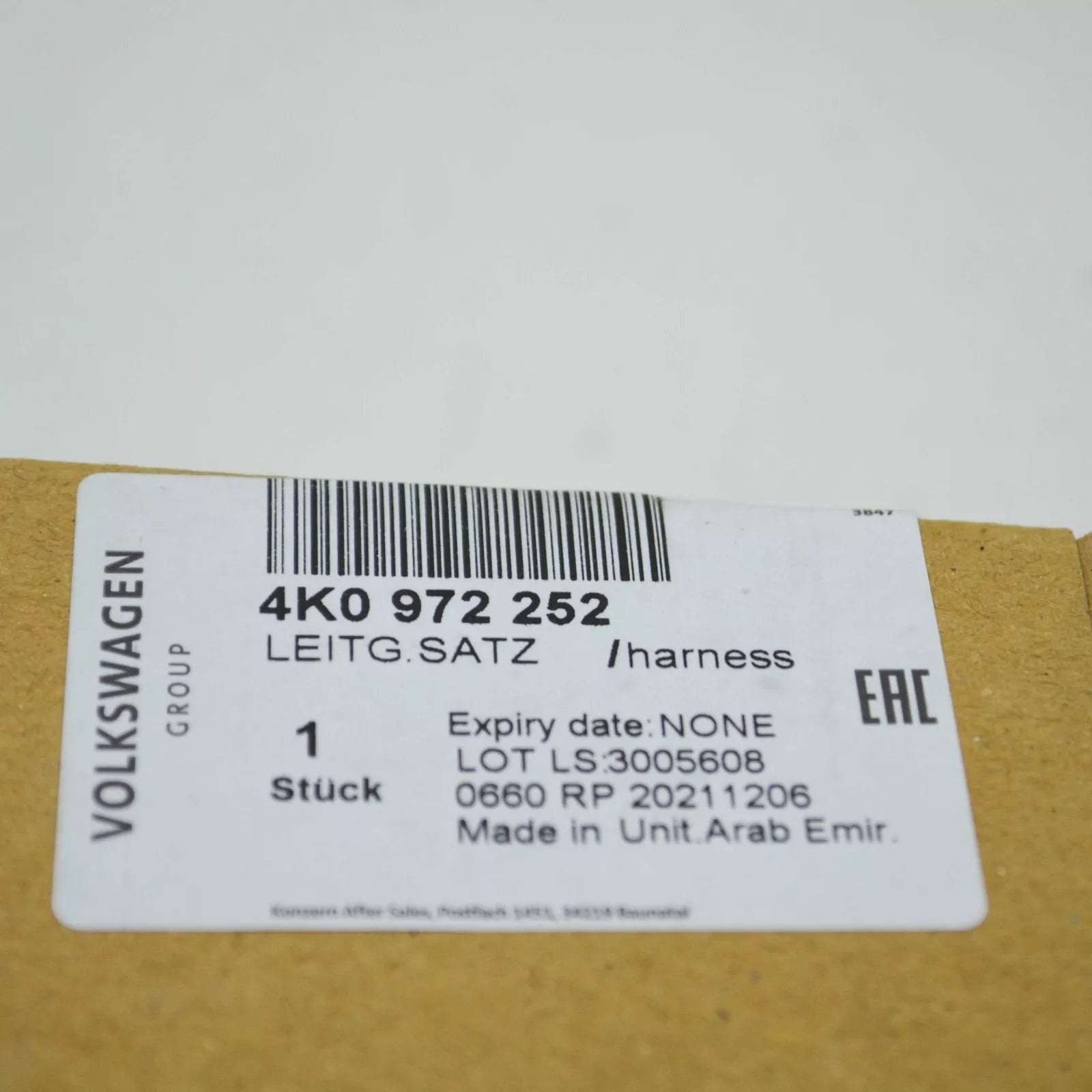 NEW AUDI A6 C8 FRONT RIGHT ABS WHEEL SPEED SENSOR HARNESS 4K0972252