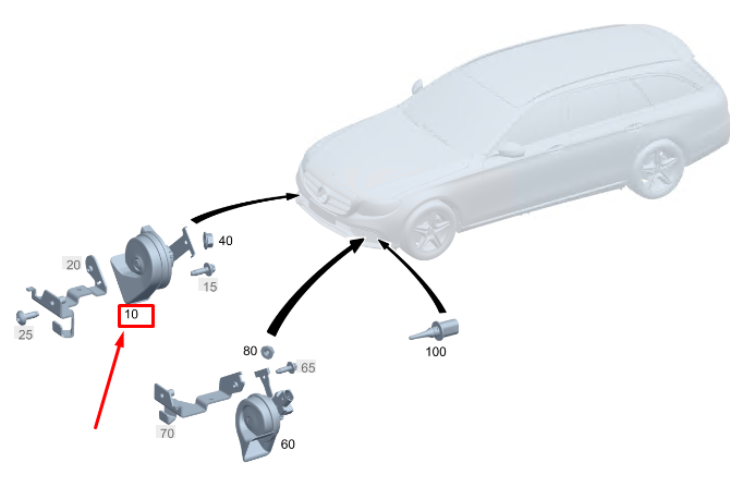 NEW MERCEDES-BENZ C S206 HORN SIGNAL A2065406615 ORIGINAL