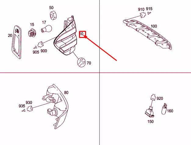 NEW MERCEDES-BENZ ML W164 REAR LEFT TAIL LAMP A1649061100 ORIGINAL