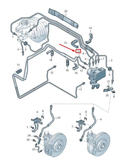 NEW AUDI TT 8J BRAKE PIPE FROM HYDRAULICS TO BRAKE HOSE 8J2614725E