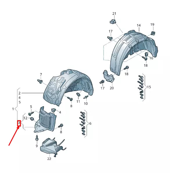 NEW AUDI RS3 FRONT RIGHT INNER ARCH LINER 8V0821192C ORIGINAL