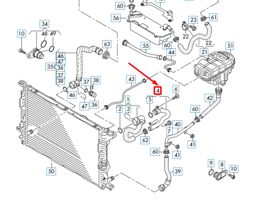 NEW AUDI A6 C7 LEFT COOLANT PIPE 059121071CR ORIGINAL