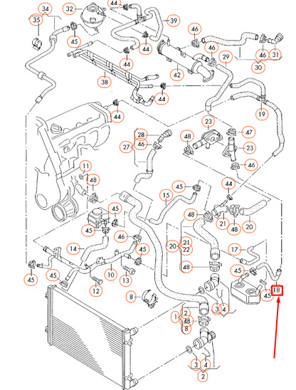 NEW AUDI A3 8L ENGINE COOLANT HOSE 1J0121096AT ORIGINAL
