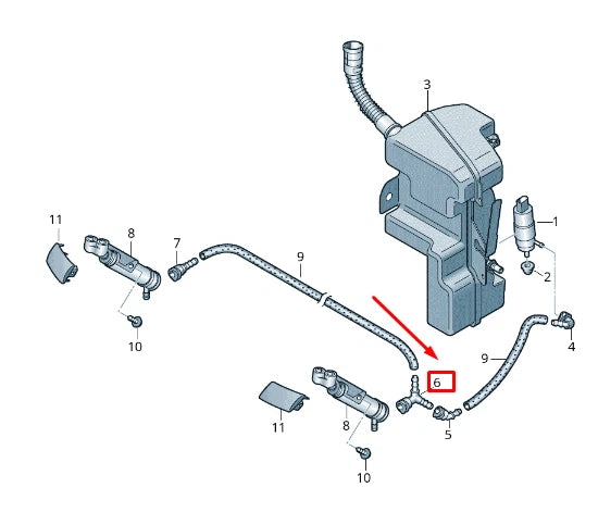 NEW AUDI RSQ3 8U WASHER SYSTEM Y-PIECE 8U0955873 ORIGINAL